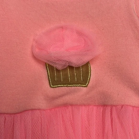 Kickee Pants Kids pink dress with tulle skirt and cupcake embroidery size 3T - Picture 6 of 8